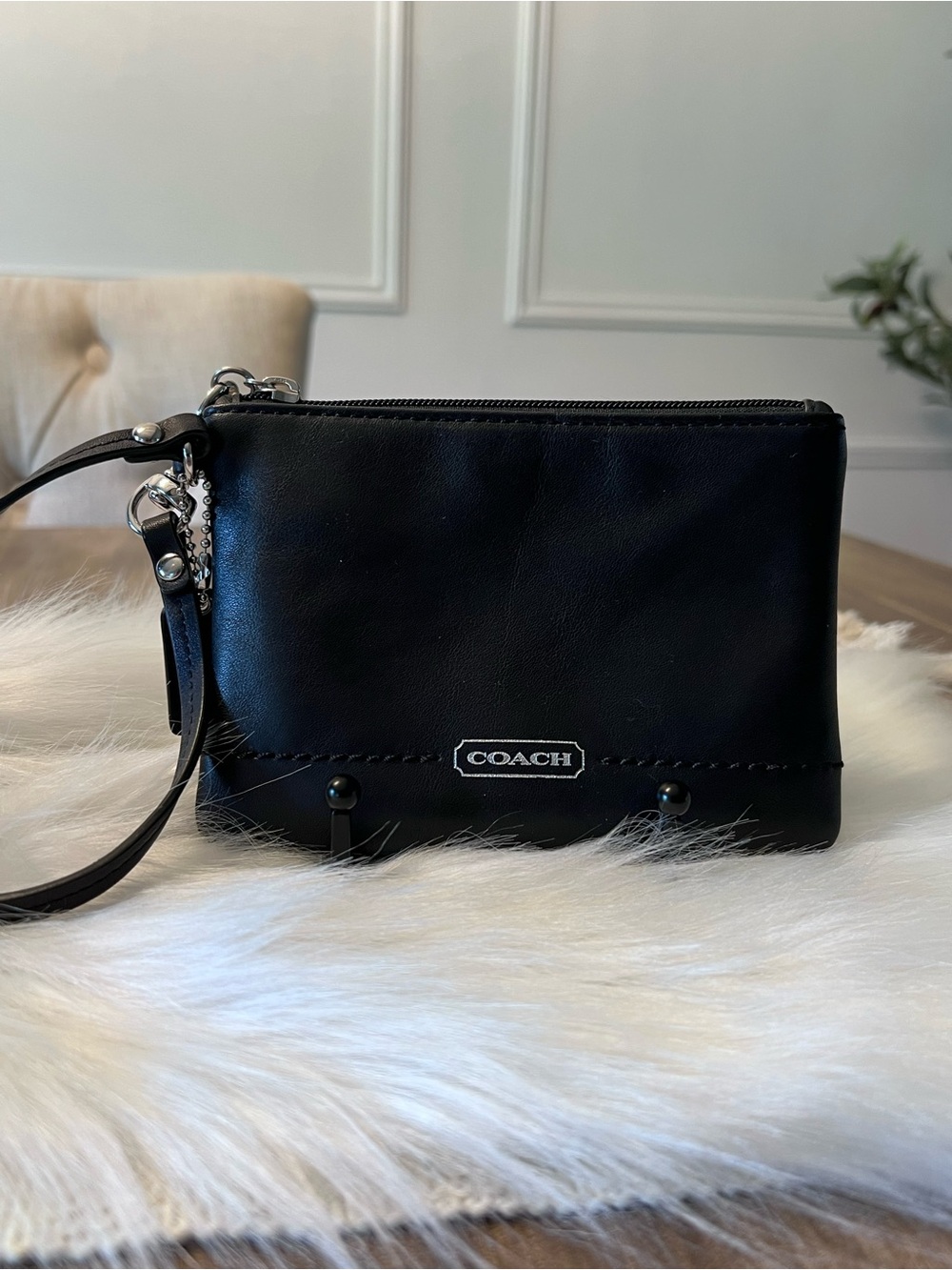 Coach Small Black Leather Wristlet
